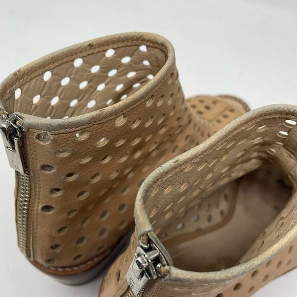 Loeffler Randall Ione Beach Tan Leather Perforated Open Toe Ankle Boots Shoes 6 - Picture 8 of 16